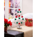 LED 16" Metal Tree with Pom Pom Ornaments Table Décor