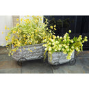 Embossed Metal Planters on Wheels, Set of 2