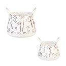 Garden of Wonder Planter, Metal Planters with Handles, Embossed Mushrooms, Nested Set of 2