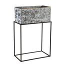 Metallic Embossed Floral Planters, Set of 2