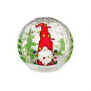 5" LED Hand Painted Crackled Glass Globe, Gnome
