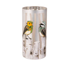 8" LED Hand Painted Lasercut Glass Table Decor with Birds on a Fence design