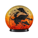 Witch on Broom LED Crackle Glass Table Décor, 9.75"H
