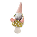 19" Fabric Plush Gnome Sitting on Mushroom Table Decor