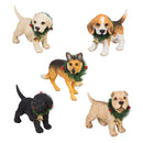 Polyresin Dog with Wreath Tabletop Decor, 5 Assorted