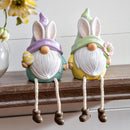 Polyresin Gnome with Bunny Ears and Dangling Legs Table Decor, 2 Asst