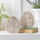 5" Wood Egg Shaped Tabletop Decor, 2 Asst