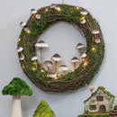 Rattan Mushroom Wreath With Lights