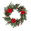 Holiday Poinsettia Wreath Artificial with Ornaments, 20"H
