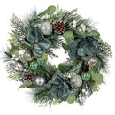 Shades of Green Wreath Artificial with Ornaments,  20"H