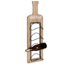 Wine Bottle Shaped Wood and Metal Wall Wine Holder