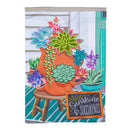 Succulent In Strawberry Pot Applique Garden Flag
