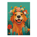 Floral Dog Applique House Flag