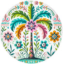 Palm Beach Birdbath, Glass Folk Art Palm Tree, 18"