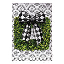 Black & White Bow Topiary Burlap Garden Flag