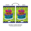 Ric Rac Happy Birthday Cake Burlap Garden Flag