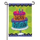 Ric Rac Happy Birthday Cake Burlap Garden Flag