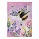 Pollinator Garden Pink Florals Bee Burlap Garden Flag