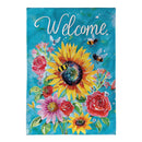 Colorful Summer Blooms Burlap Garden Flag