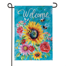 Colorful Summer Blooms Burlap Garden Flag