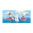 Blue Coastal Sailboats Flocked Coir Sassafras Switch Mat, Landscape, 22"x10"