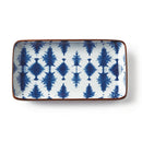 NAPA Indigo Collection 7-inch blue and white porcelain rectangle tray, top view