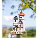 Three Tower Castle Birdhouse with Dragon Weathervane