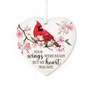 Memorial Hanging Decor Ceramic Heart Shaped Cardinal, 3.5", Asst of 2