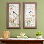 What She Shed Birds on Cherry Trees Wall Decor, Framed 21" L x 9" H, Assort of 2