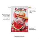 Sweet Summer Piggy Watermelon Moire House Flag