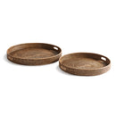NAPA Home & Garden, BURMA RATTAN ROUND OTTOMAN TRAYS LARGE, SET OF 2