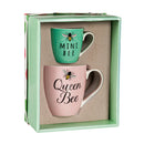 Mommy and Me Ceramic Cup Giftset, 17oz & 7oz, Queen Bee/Mini Bee