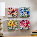 What She Shed Indoor Wall Decor, Textile, Gallery Floral Mini Canvas, 8" L x 8" H, Asst of 4