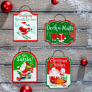 Christmas Vacation Garden Accent, Printed Metal Hanging Sign, Holiday Santa, Asst of 4