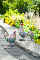 Resin Rooster/Hens Statuary Set of 2