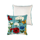 Indoor/Outdoor  Hooked Polypropylene Wildflower Throw Pillow 18"x18"