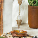 VivaStyle Rain Chain, Gold Metal Basket Rain Chain, 72" H