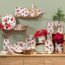 VivaStyle Poinsettia Bliss Serveware, Rectangular Wood Serving Tray, 18"L