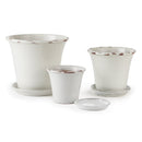 Napa Home Garden, TRUMPET POTS W/ SAUCERS WHT ,SET OF 3