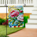 Floral Stained Glass Suede Garden Flag