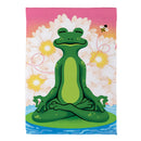 Meditating Summer Frog Suede Garden Flag
