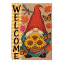Welcome Sunflower Gnome Suede Flag Garden