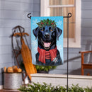 Happy Winter BlackLab Suede Flag Garden