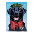 Happy Winter BlackLab Suede Flag Garden