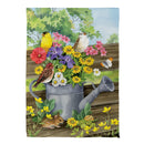 Watering Can Bunch Suede Garden Flag