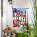 Patriotic Poppies & Bird Suede Garden Flag