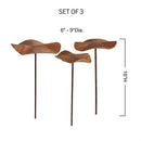 Wood Mushroom Metal Stakes, Set of 3