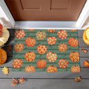 Harvest Blossoms Floral Pumpkins Washable Mat, 24" X 36"