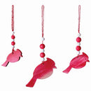 Napa Home Garden, WOOD CARDINAL ORNAMENTS ,SET OF 3