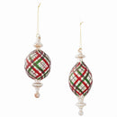 Napa Home Garden, PLAID MERCURY GLASS DROP ORNS ,SET OF 2